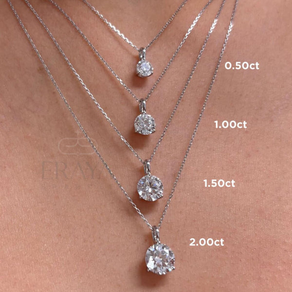 Solitaire Diamond Necklace in Solid 14K Gold