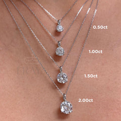 Solitaire Diamond Necklace in Solid 14K Gold