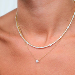 Solitaire Diamond Necklace in Solid 14K Gold