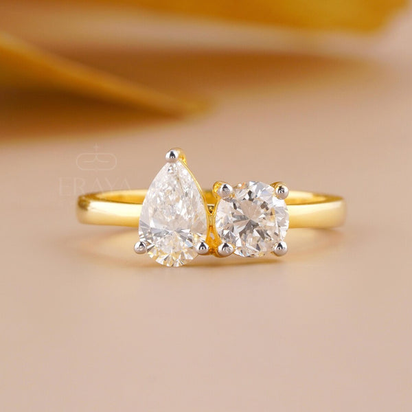 Toi et Moi Pear and Round Diamond Ring