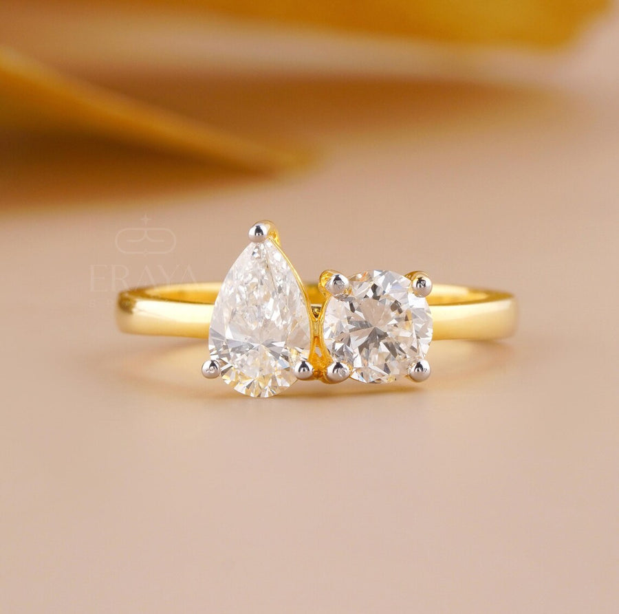 Toi et Moi Pear and Round Diamond Ring