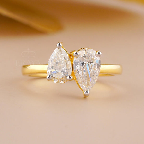 Drop Shape Diamond Ring | Toi et Moi Pear Cut