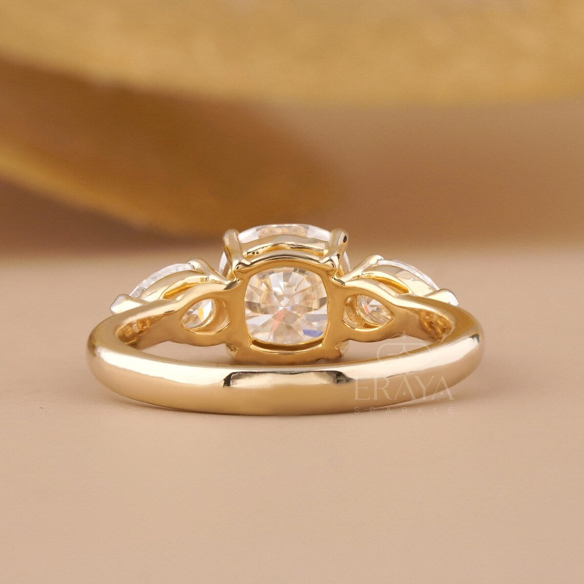 Cushion Cut Three Stone – Lab Diamond Ring