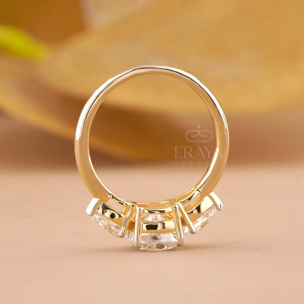 Cushion Cut Three Stone – Lab Diamond Ring