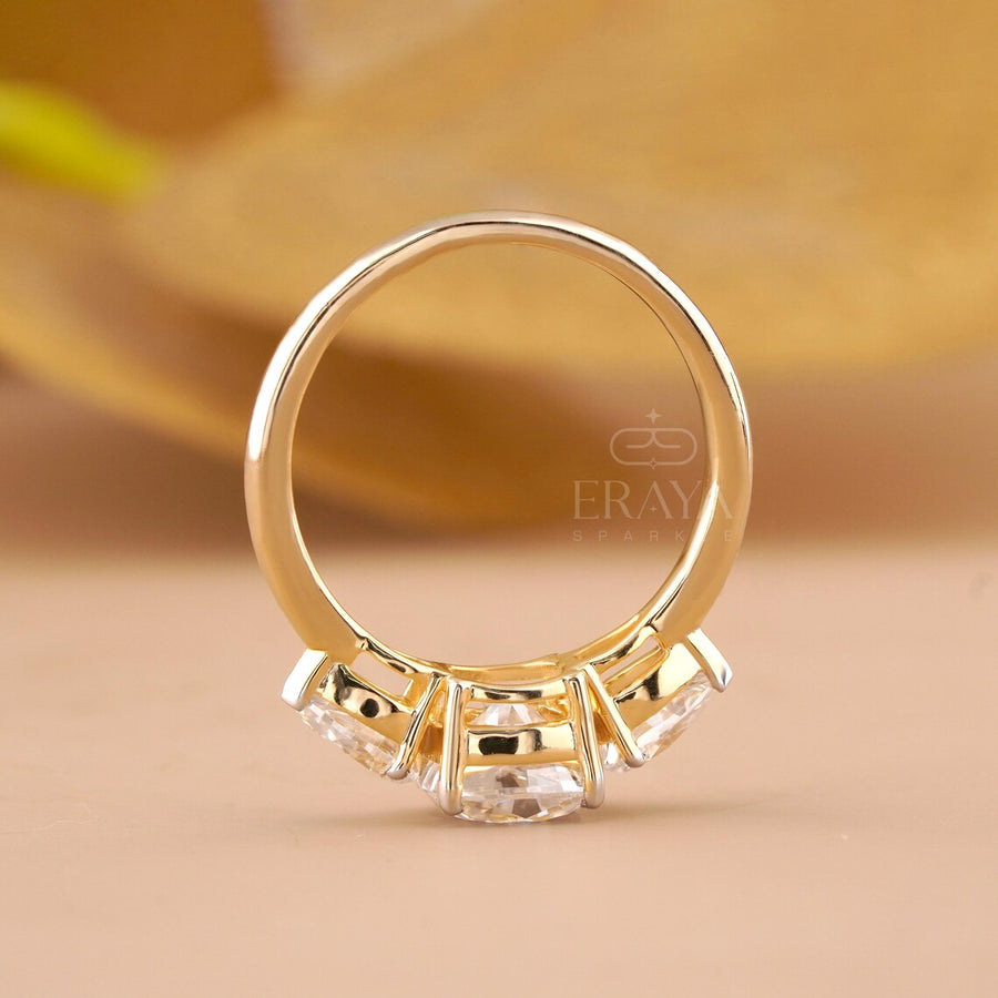 Cushion Cut Three Stone – Lab Diamond Ring