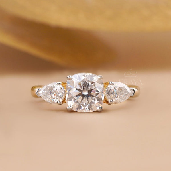 Cushion Cut Three Stone – Lab Diamond Ring