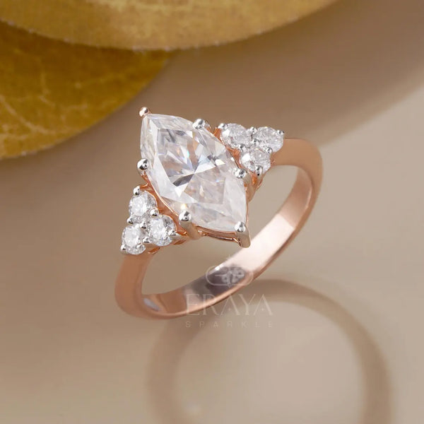Solitaire Marquise Diamond Ring in Gold