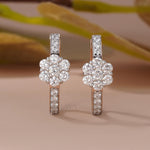 Flower Diamond Earrings Floral Hoop Design