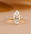 Marquise Wedding Ring with Pave Lab Diamond
