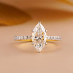 Marquise Wedding Ring with Pave Lab Diamond