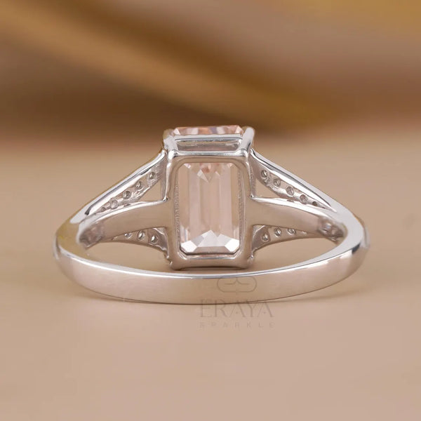 Pave Engagement Ring | Pink Emerald Diamond
