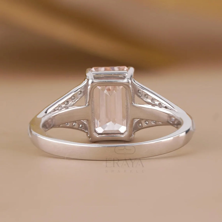 Pave Engagement Ring | Pink Emerald Diamond