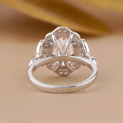 Victorian Engagement Ring | Pink Oval Halo