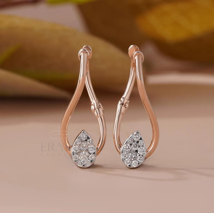 Twisted Hoop Earrings with Pear Diamond Cluster