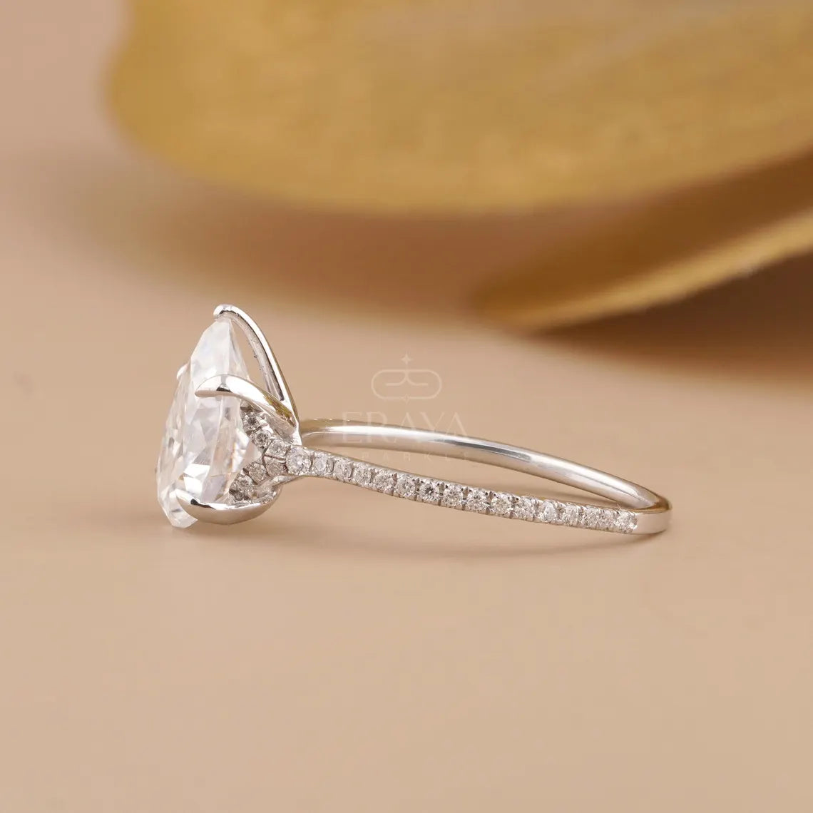 Pear Cut Engagement Ring with Lab Grown Diamond