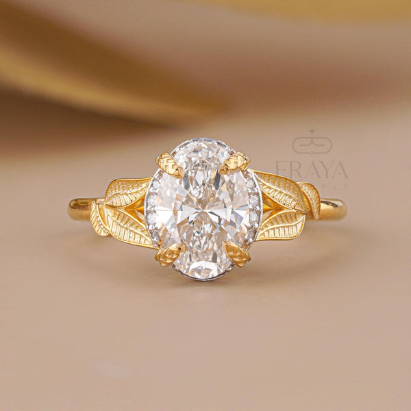 Oval Engagement Rings with Hidden Halo