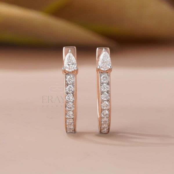 Lab Grown Diamond Pear Huggie Hoop Earrings