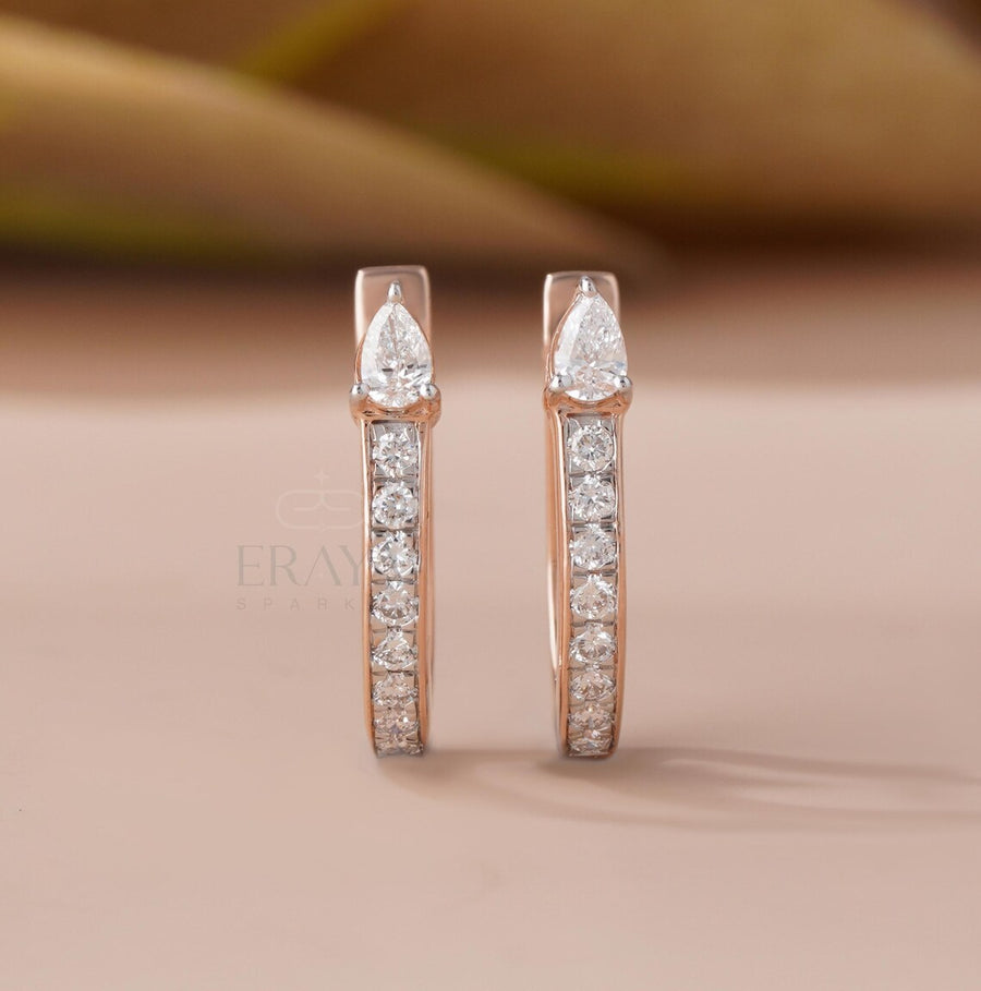 Lab Grown Diamond Pear Huggie Hoop Earrings