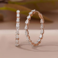 Lab Grown Diamond Hoop Earrings | Pear Cut Gold