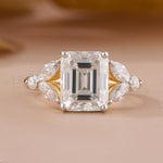 Emerald Cut Ring Diamond with Side Stones