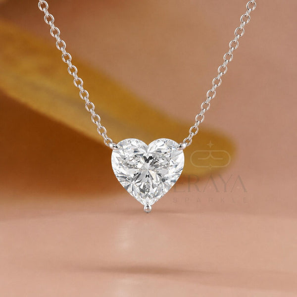 Heart Cut Diamond Pendant Solitaire Necklace
