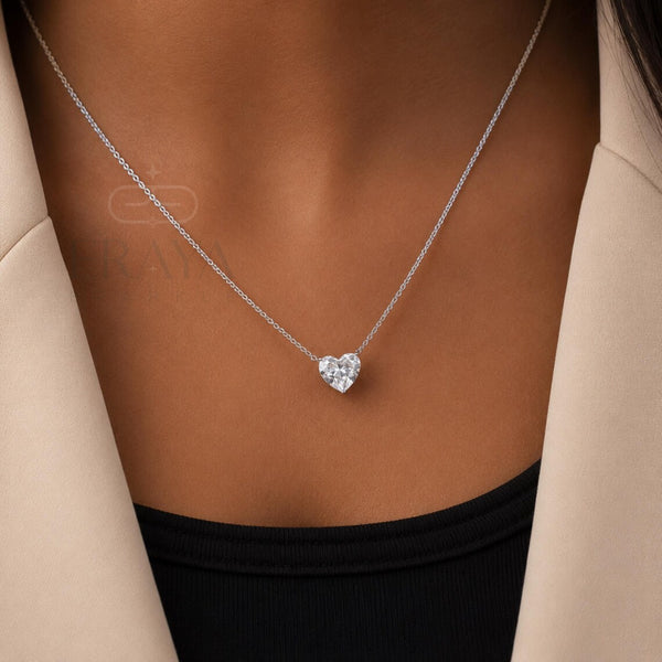 Heart Cut Diamond Pendant Solitaire Necklace