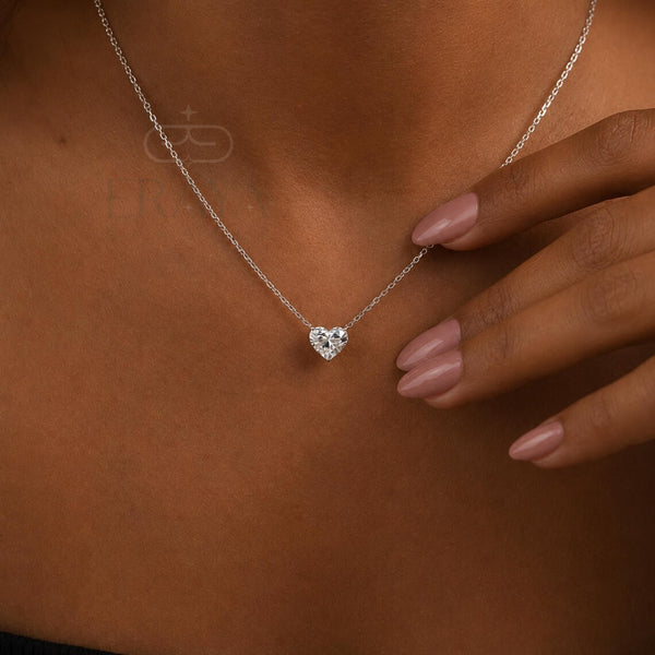 Heart Cut Diamond Pendant Solitaire Necklace