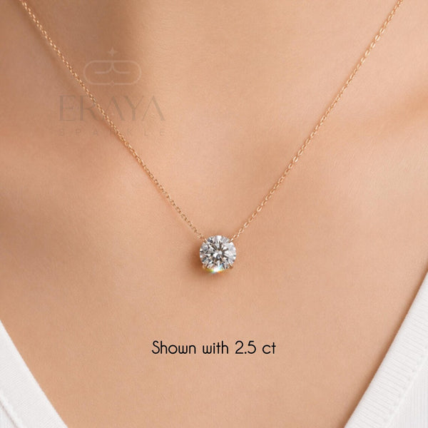 Solitaire Diamond Necklace in Solid 14K Gold