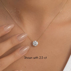 Solitaire Diamond Necklace in Solid 14K Gold