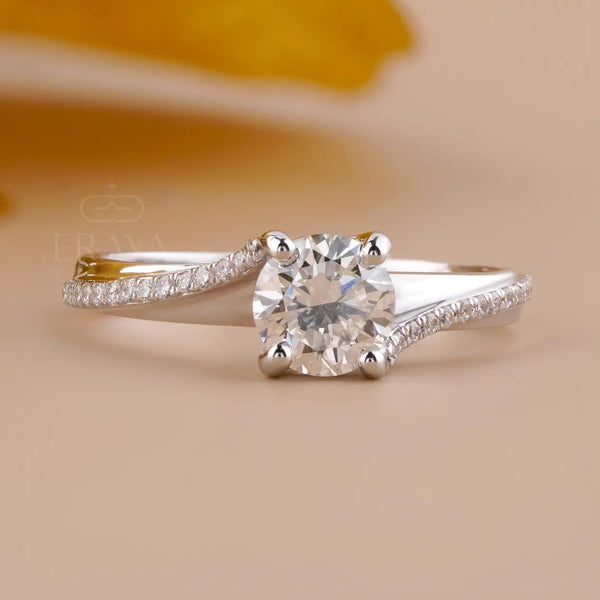 Twisted Band Engagement Ring with Lab Diamond