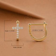 Lab-Grown Diamond Cross Huggie Hoop Earrings