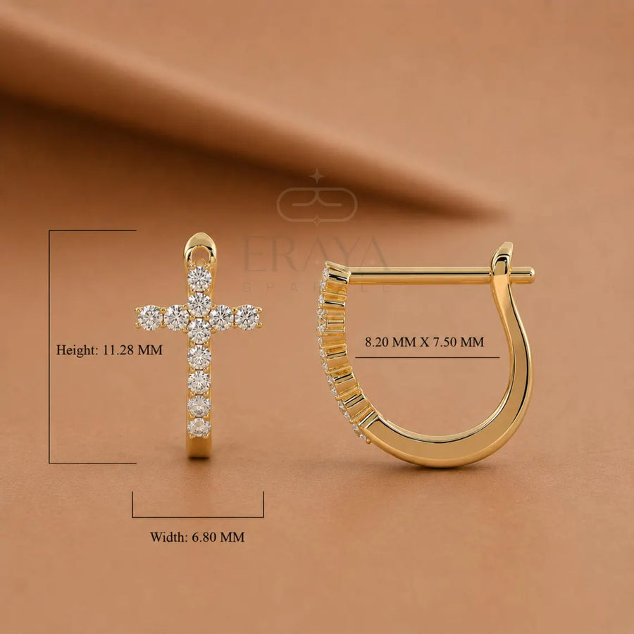 Lab-Grown Diamond Cross Huggie Hoop Earrings