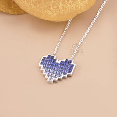Blue Lab-Grown Sapphire Heart Pendant Necklace