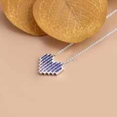 Blue Lab-Grown Sapphire Heart Pendant Necklace