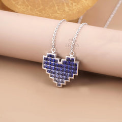 Blue Lab-Grown Sapphire Heart Pendant Necklace