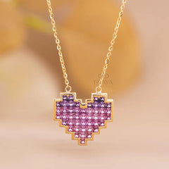 Purple Pink Lab-Grown Sapphire Heart Pendant