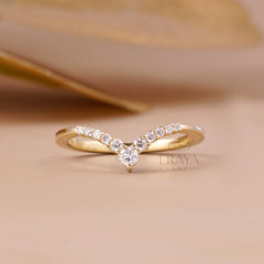 Lab Diamond Chevron V Shape Wedding Band