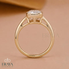 Elongated Cushion Lab Diamond Bezel Ring