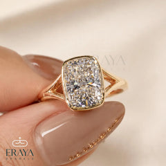 Elongated Cushion Lab Diamond Bezel Ring