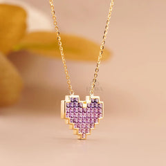 Purple Pink Lab-Grown Sapphire Heart Pendant