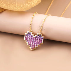 Purple Pink Lab-Grown Sapphire Heart Pendant