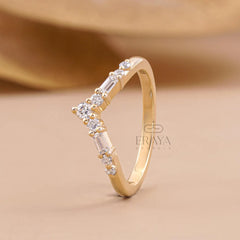 Round Baguette Lab Diamond Chevron Ring