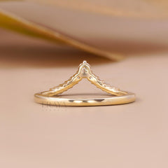 Lab Diamond Chevron V Shape Wedding Band