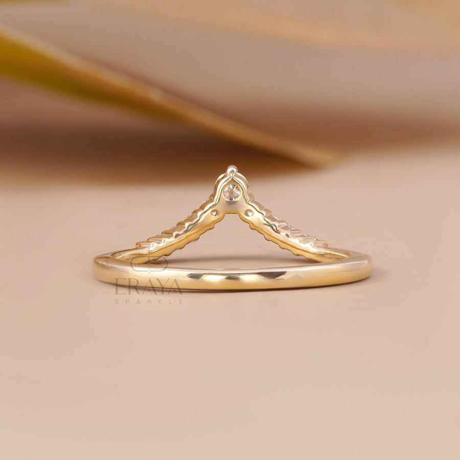 Lab Diamond Chevron V Shape Wedding Band