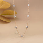 Round Diamond Clover Station Necklace