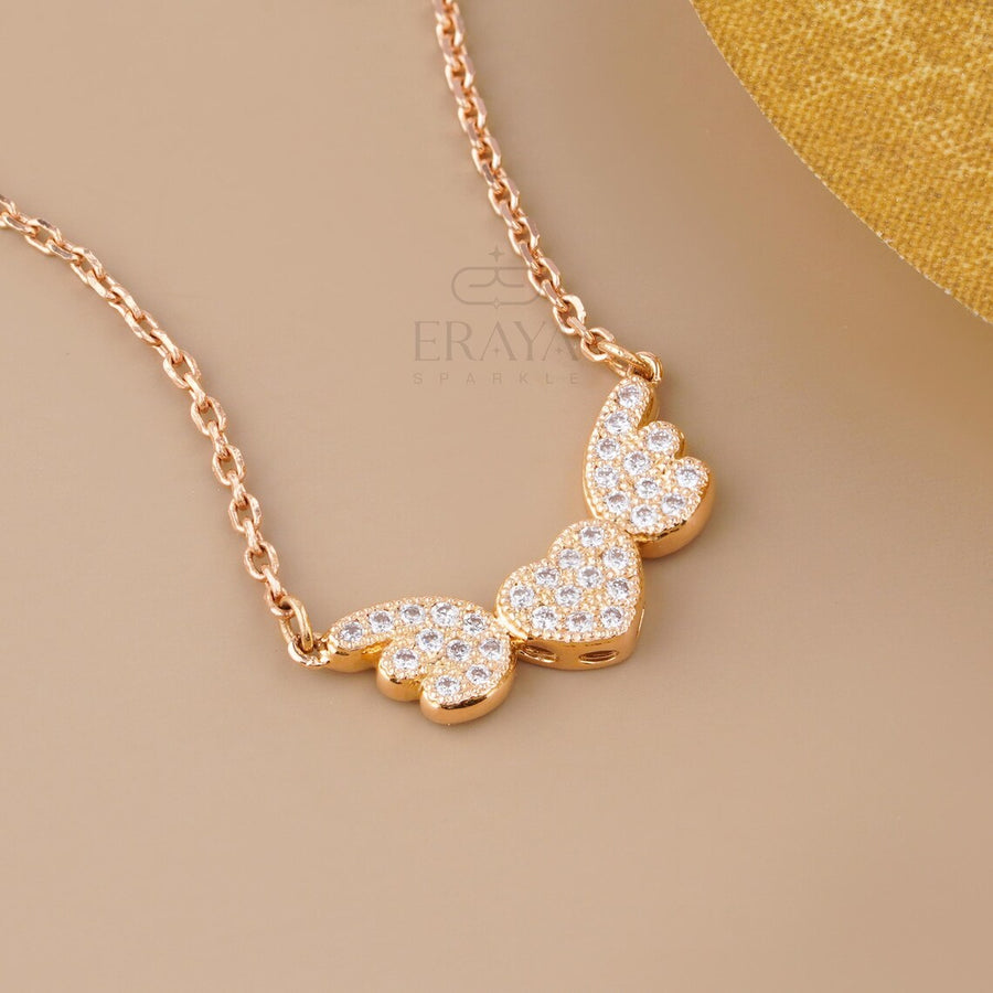 Heart & Angel Wings Diamond Pendant Necklace