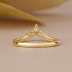 Marquise Lab Diamond Curved Wedding Band
