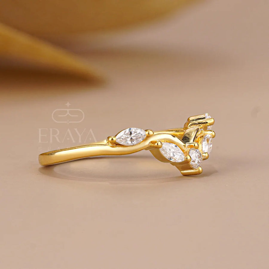 Contoured Lab Diamond Engagement Ring Set