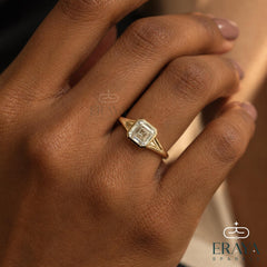 Asscher Cut Lab Diamond Bezel Split Shank Ring