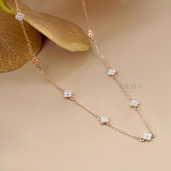 Round Diamond Clover Station Necklace
